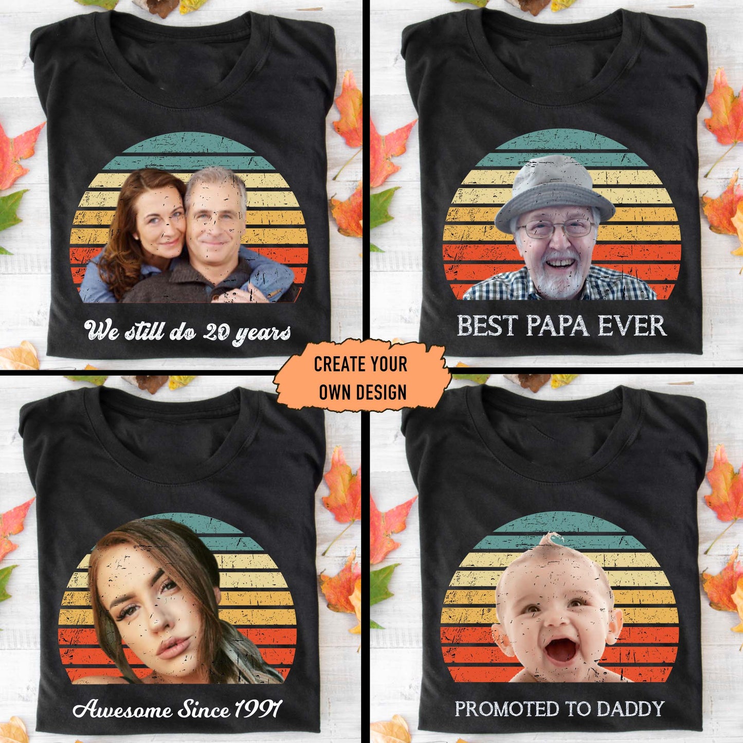 Custom Face Photo Personalized Text T-shirt img 1
