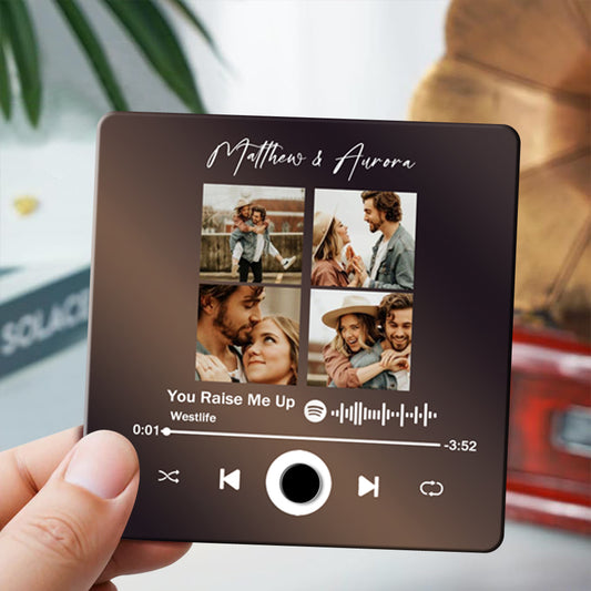 Custom Music Fridge Magnet,Personalized 4 Photo for Couple img 0