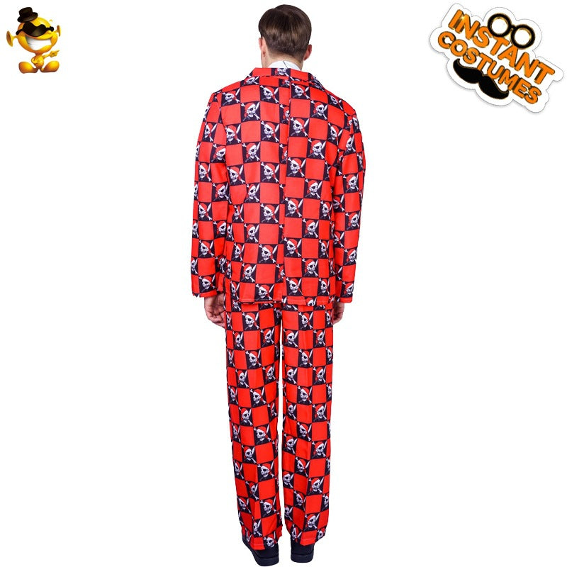 Halloween skeleton print suit for men adult cosplay costume stage performance party outfit