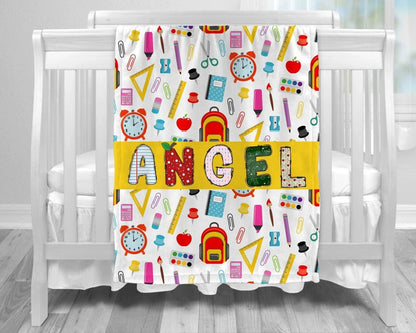 Back to School Gift Personalized Name Kids Blanket img 1