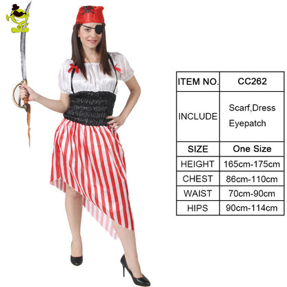 Disfraz de pirata para mujer, disfraz de fiesta de cosplay de Halloween.