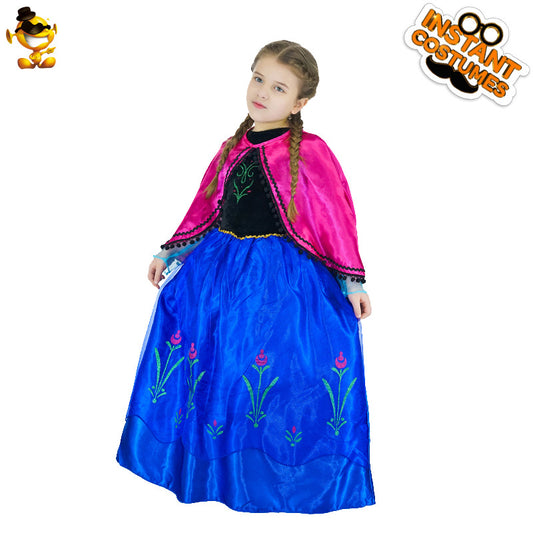 blue princess dress with cape for girls halloween costume cosplay party outfit