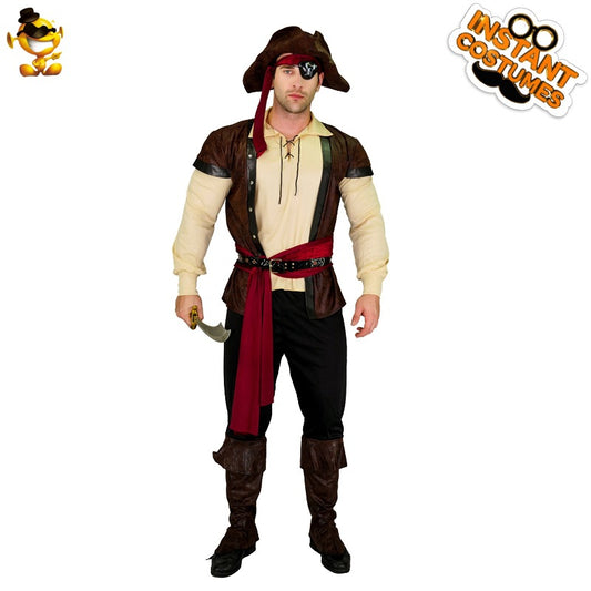 Costume de pirate en cuir pour adultes, pour Halloween, cosplay, jeu de rôle, fête, spectacle sur scène