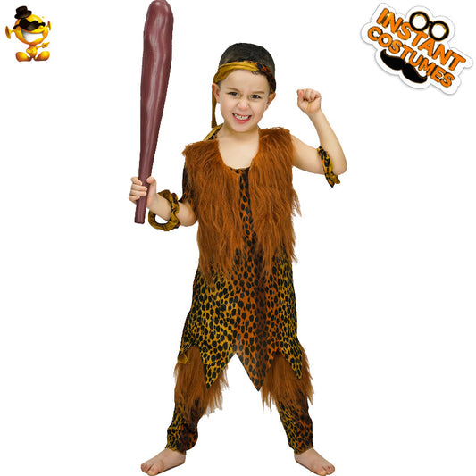 boys caveman costume for halloween cosplay and stage performance