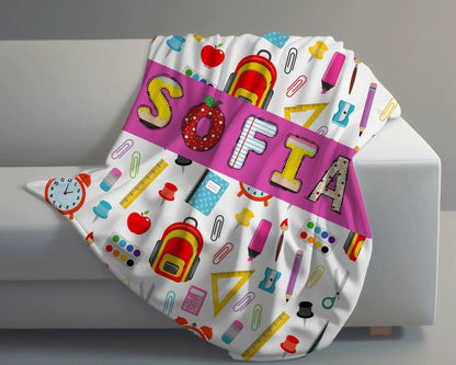 Back to School Gift Personalized Name Kids Blanket img 2
