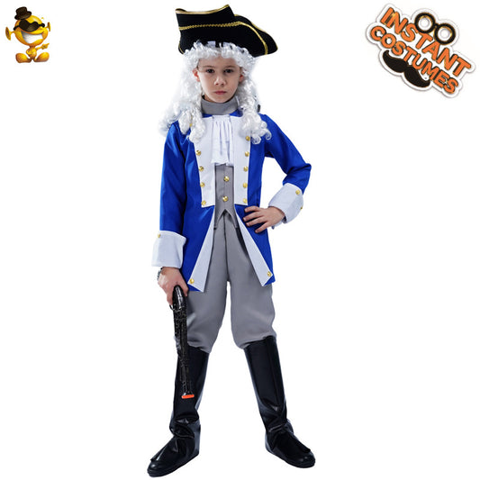 Costume de capitaine pirate pour garçon pour Halloween, tenue de cosplay de général colonial