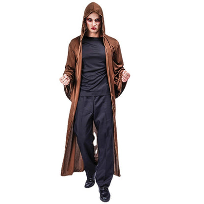 brown hooded cape for adults demon cloak halloween cosplay costume stage performance masquerade party