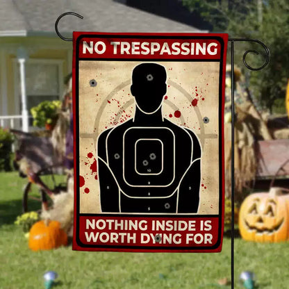 No Trespassing Halloween Flag img 1