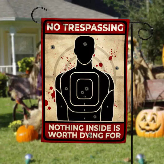 No Trespassing Halloween Flag img 1