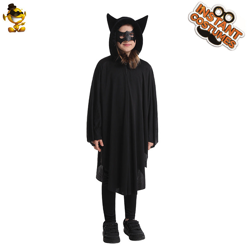Halloween kids bat costume with hood for cosplay and stage performances