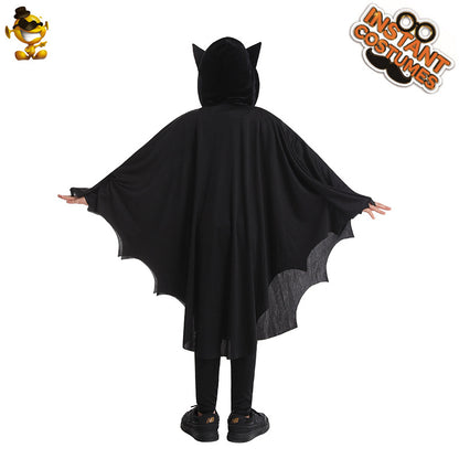 Halloween kids bat costume with hood for cosplay and stage performances