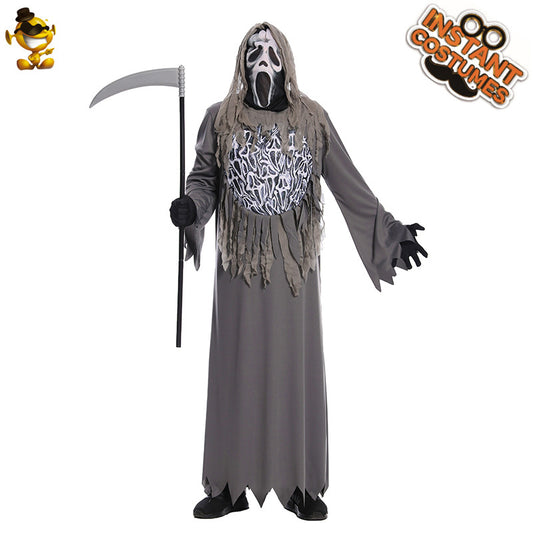 Grey horror chain ghost costume for Halloween party cosplay stage performance