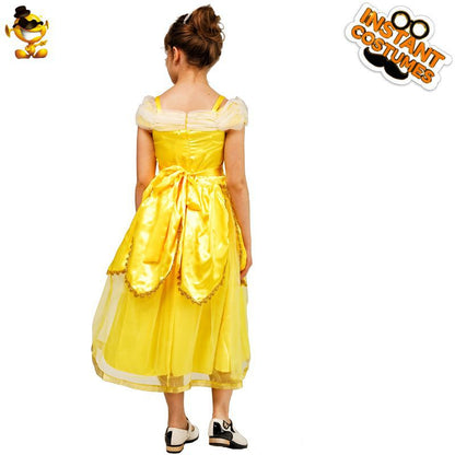 yellow princess dress for girls kids stage costume role play cosplay Halloween party