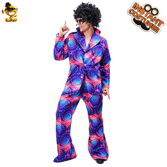 Hippie Suit for Men Adult Stage Performance Costume Cosplay Party Outfit Halloween Dress Up