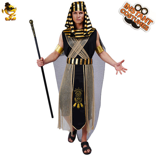 Egyptian Pharaoh Costume for Adults Halloween Cosplay King of Egypt Role Play Stage Performance Outfit