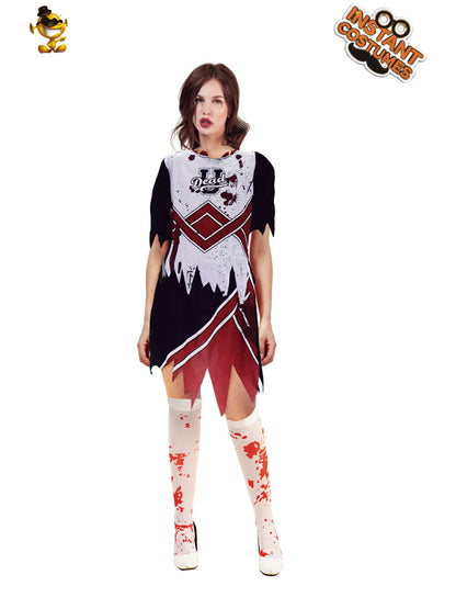 kids halloween cosplay zombie cheerleader costume dress for girls