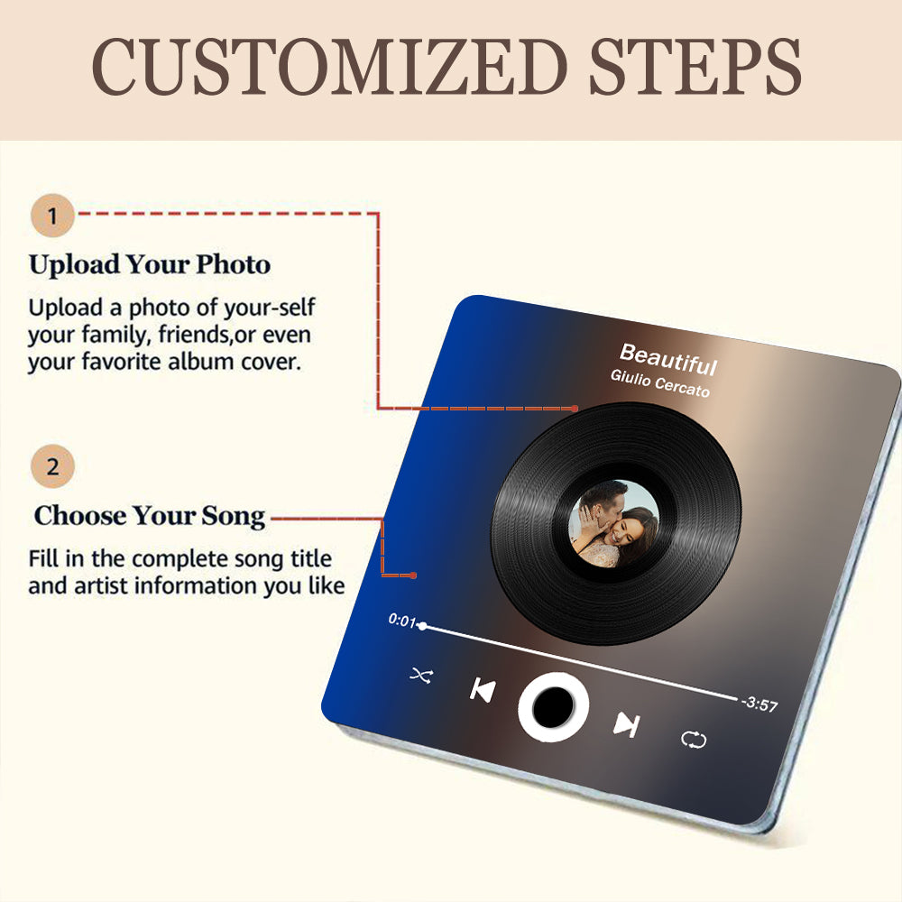 Custom Music Fridge Magnet,Personalized Photo for Couple img 1