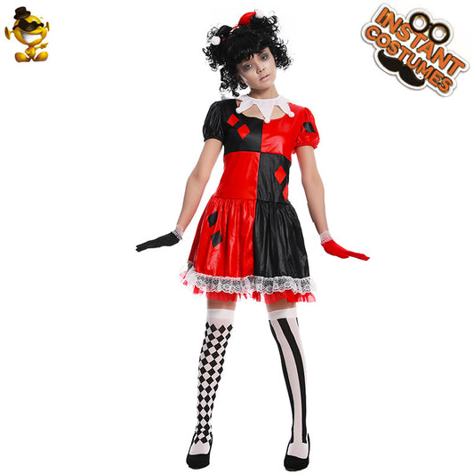 Costume de clown cœur rouge pour adulte, tenue de fête, de cosplay, d'Halloween, de spectacle sur scène