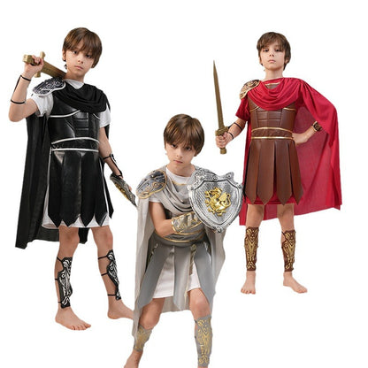 boys roman warrior costume for halloween cosplay and stage performance