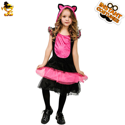 girls pink cat princess dress for Halloween stage performance cosplay costume
