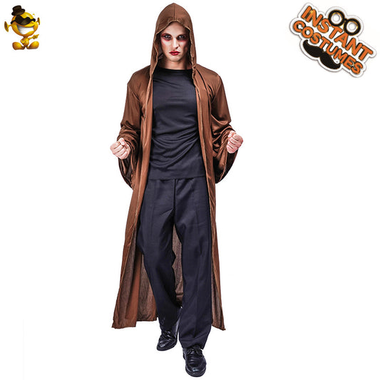 brown hooded cape for adults demon cloak halloween cosplay costume stage performance masquerade party