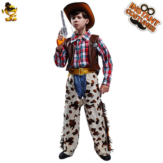 Boys Western Cowboy Costume for Cosplay Halloween Party and Stage Performance