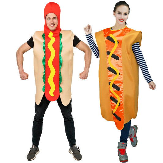 funny hot dog costume for adults couples cosplay halloween party outfit