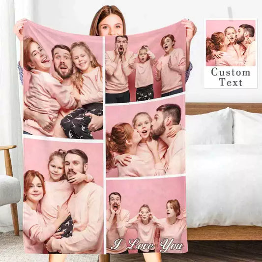 Personalized Photo Collage Blanket Soft Flannel Gift for Her img 1