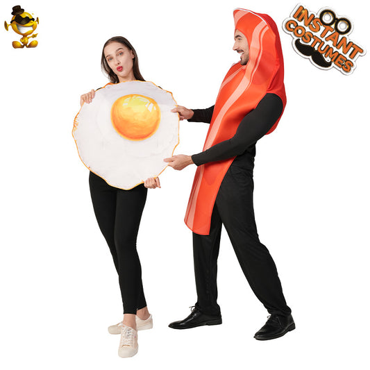 Funny Egg and Bacon Costume for Adults Couples Halloween Party Cosplay Outfit