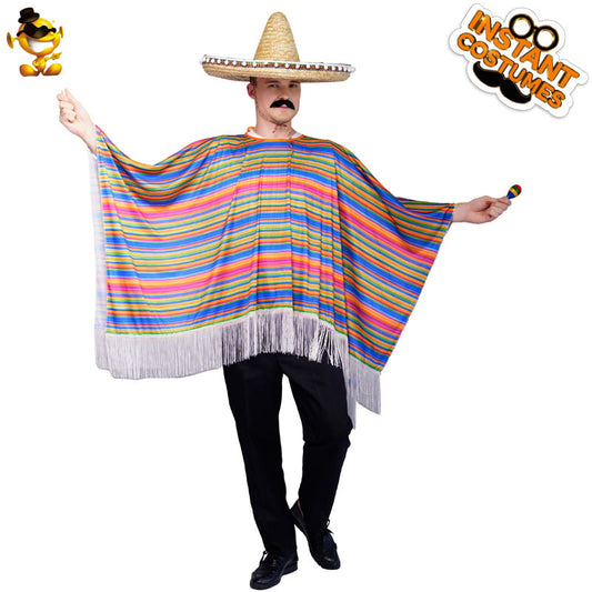 Costume de poncho mexicain pour homme et femme, tenue de fête d'Halloween