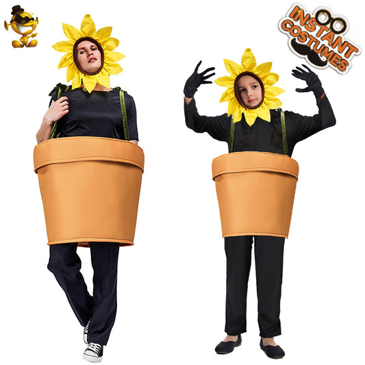 funny sunflower pot costume cosplay outfit stage performance dress role play party Halloween