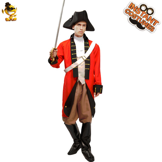 colonial general costume red military uniform medieval warrior cosplay outfit for halloween and parties