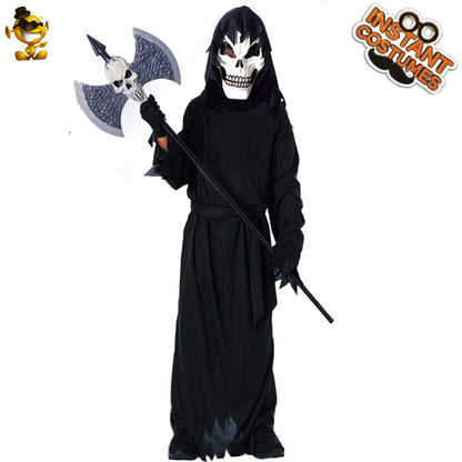 kids dark judge halloween costume with scary demon scythe