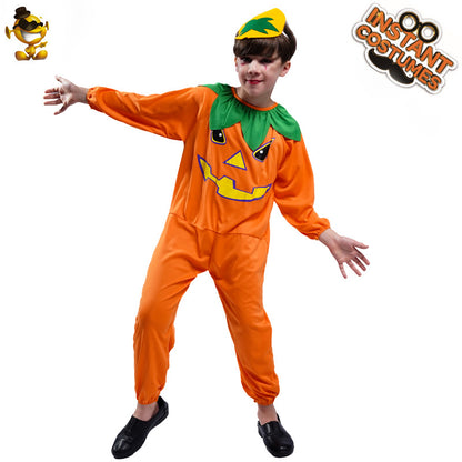 Halloween kids pumpkin cosplay costume jumpsuit for party role play