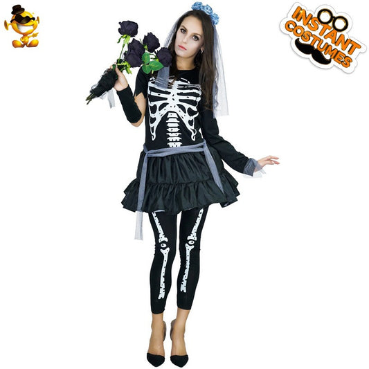 skeleton costume for adults Halloween cosplay party dress