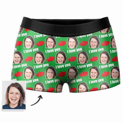 Custom Photo Boxer, Heart-Shaped Face Underwear - Men