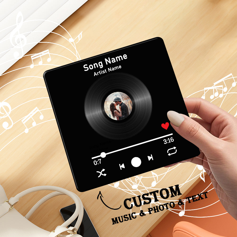 Personalized music refrigerator magnet with photo song name img 1