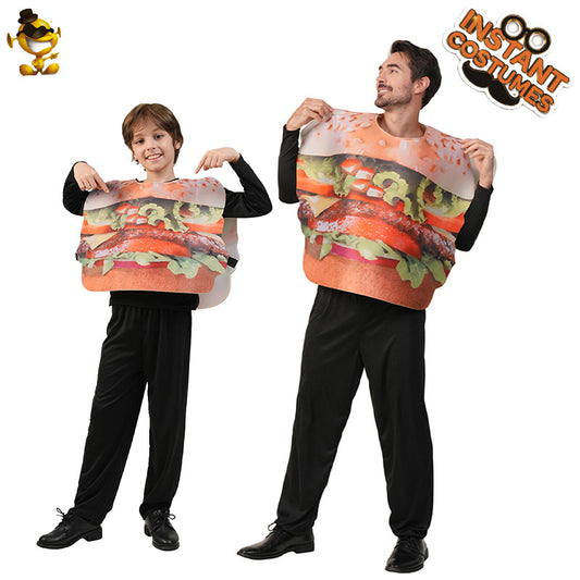 Halloween family hamburger costume stage performance outfit cosplay french fries role play dress