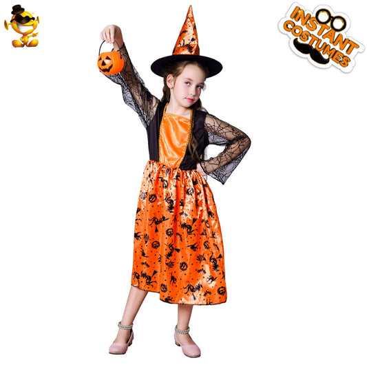 Halloween kids witch dress for girls stage performance cosplay costume