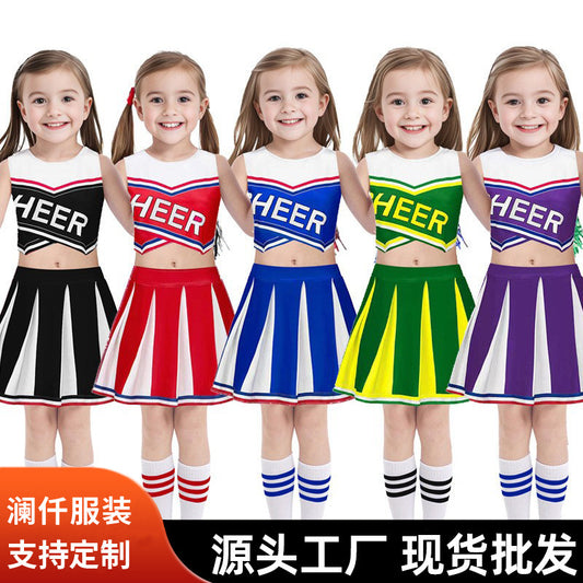 Cheerleading costume for kids performance dance team gymnastics uniform competition skirt set