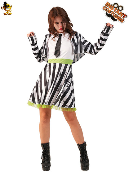 Halloween clown costume for adults and kids striped cosplay stage performance outfit