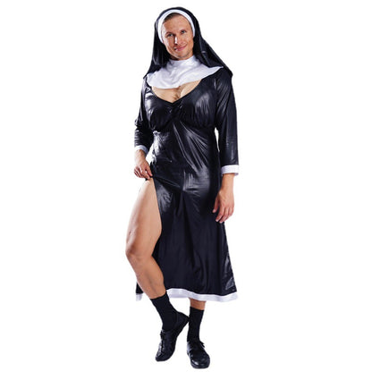 Halloween costume nun outfit for men cosplay party performance stage costume