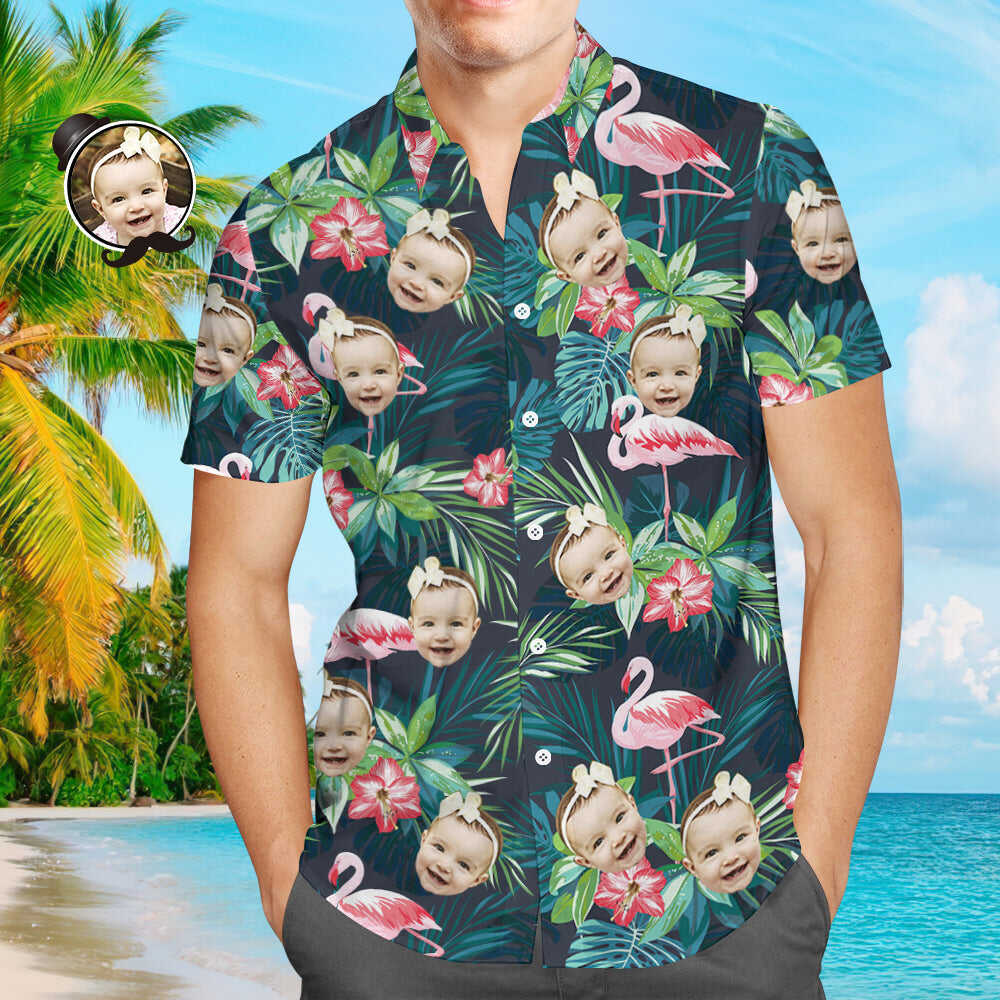 Gift for Him Personalized Hawaiian Shirts Face Flamingo img 4