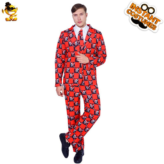Halloween skeleton print suit for men adult cosplay costume stage performance party outfit