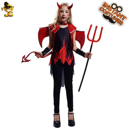 Red Devil Costume for Girls Halloween Party Cosplay Stage Performance Outfit