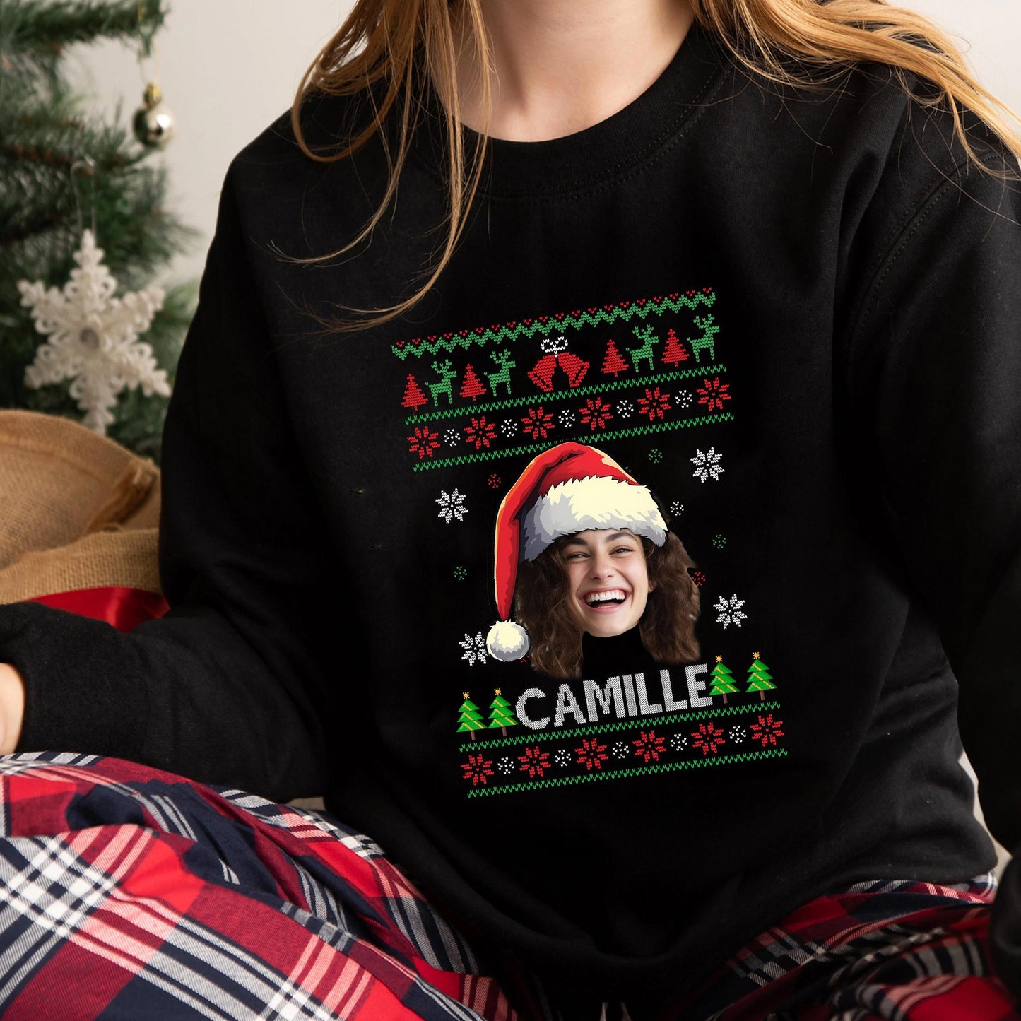 Personalized Family Christmas Shirt, Custom Face Santa Shirt img 2