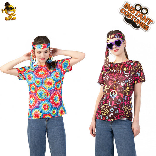 Hippie Cape Costume for Women Vintage Halloween Cosplay Party Outfit