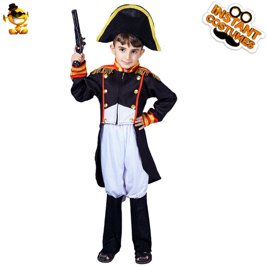 Boys Napoleon Costume Halloween Military Uniform Tailcoat Suit for Kids Stage Performance