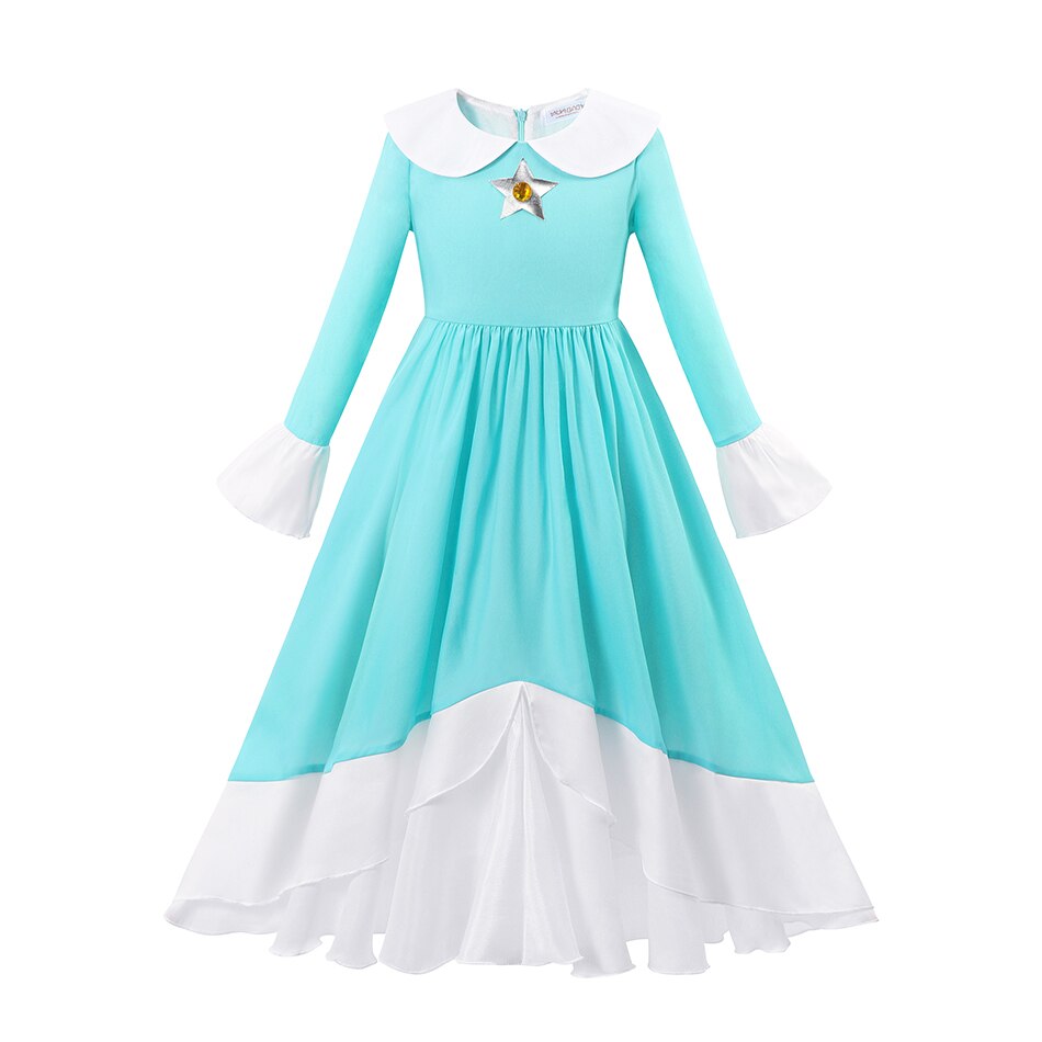 Peach Princess Cosplay Dress Girl Game Role Playing Costume Halloween Party Stage Performace Outfits Kids Carnival Clothes