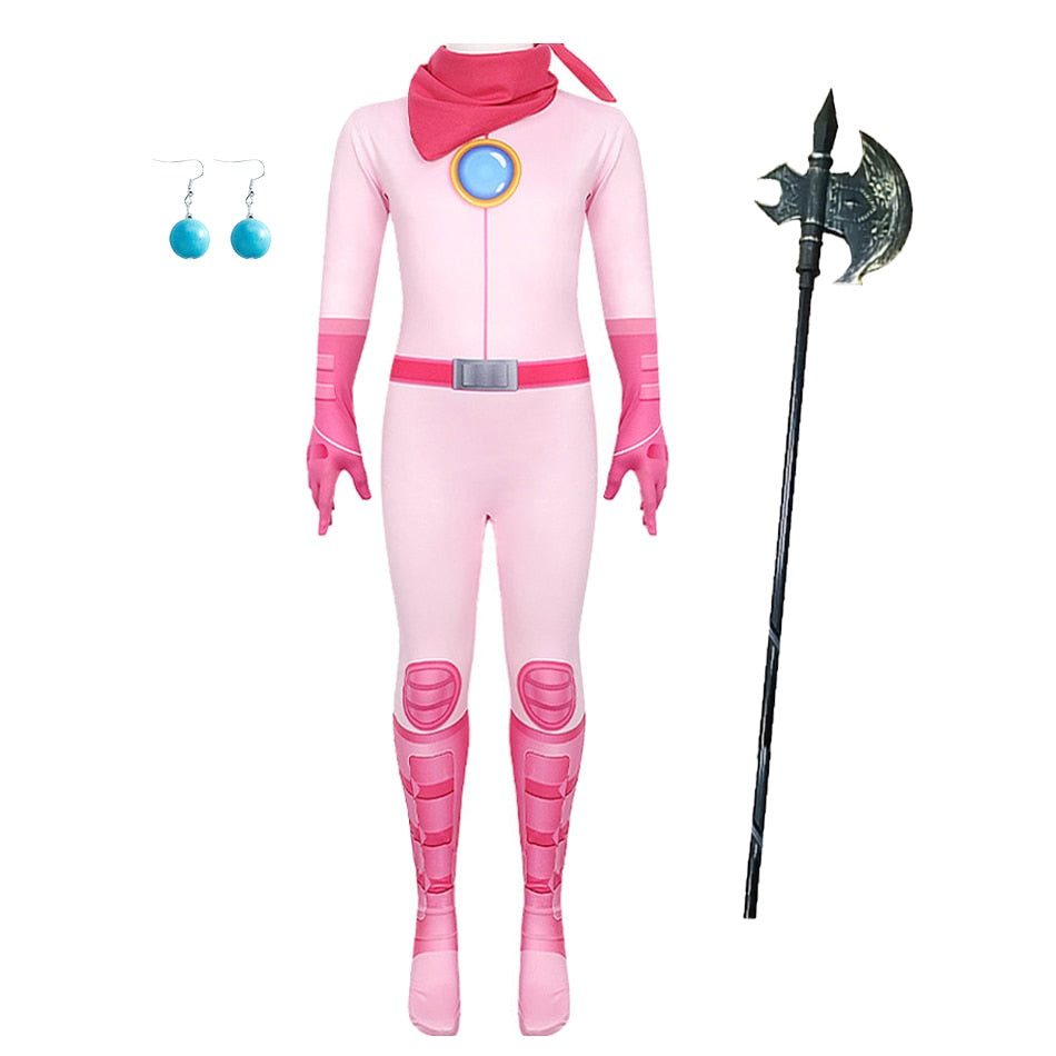 Peach Princess Cosplay Dress Girl Game Role Playing Costume Halloween Party Stage Performace Outfits Kids Carnival Clothes